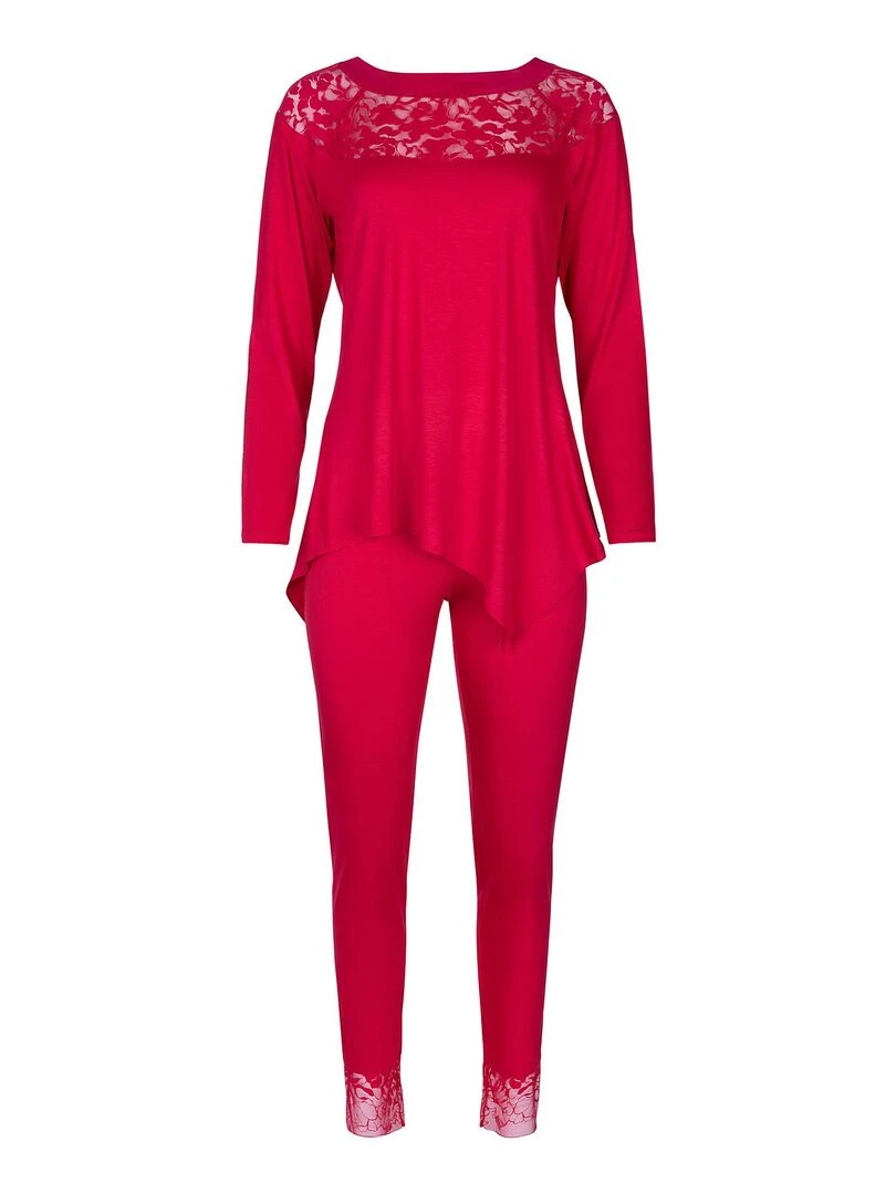 Pyjama pantalon top manches longues Flamenco   Rouge