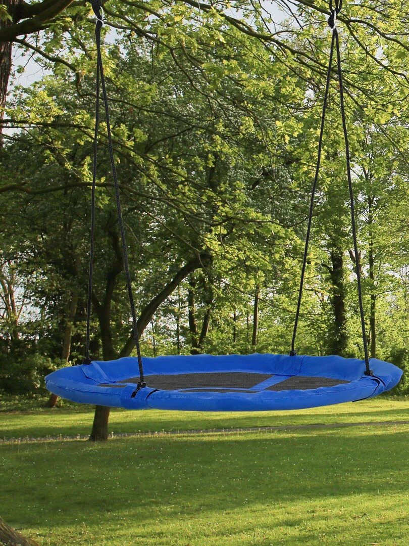 Balançoire nid d'oiseau ronde Ø 110 cm 4 anneaux inclus bleu   Bleu