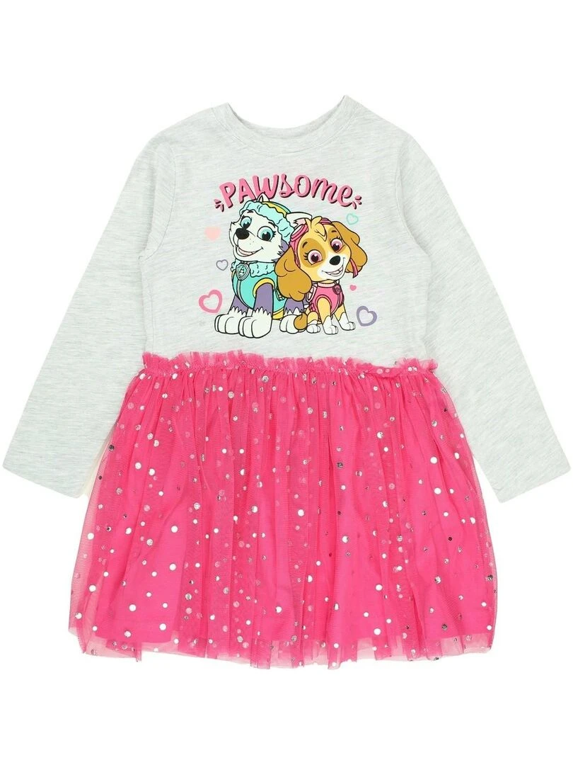 La Pat' Patrouille Robe fille imprimé La Pat' Patrouille en coton Rose