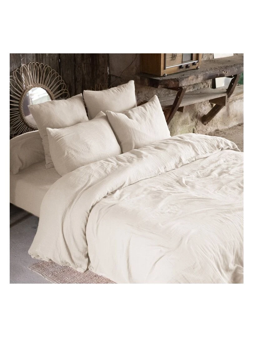 Housse de couette Double Gaze Coton Collection Gaia Beige