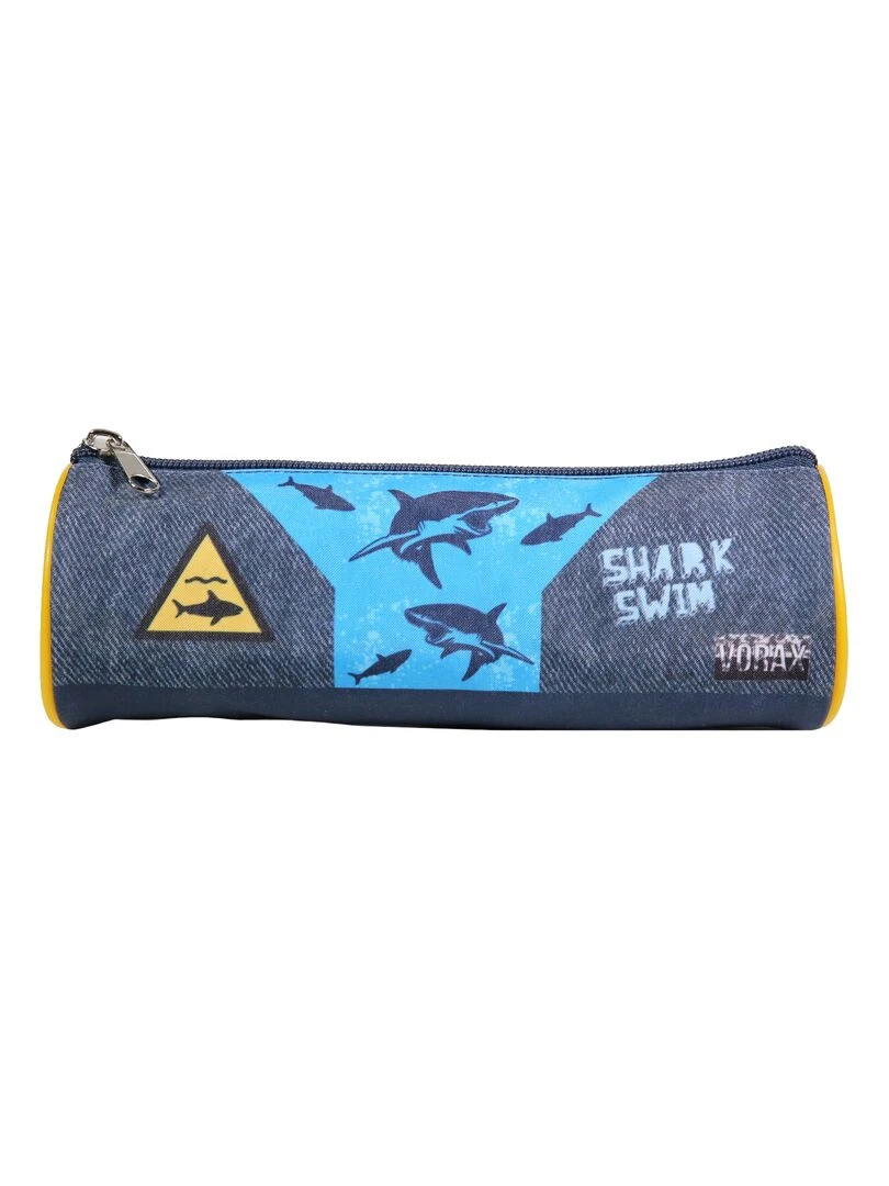 BAGTROTTER Trousse scolaire ronde Vorax Bleue Requins Bleu