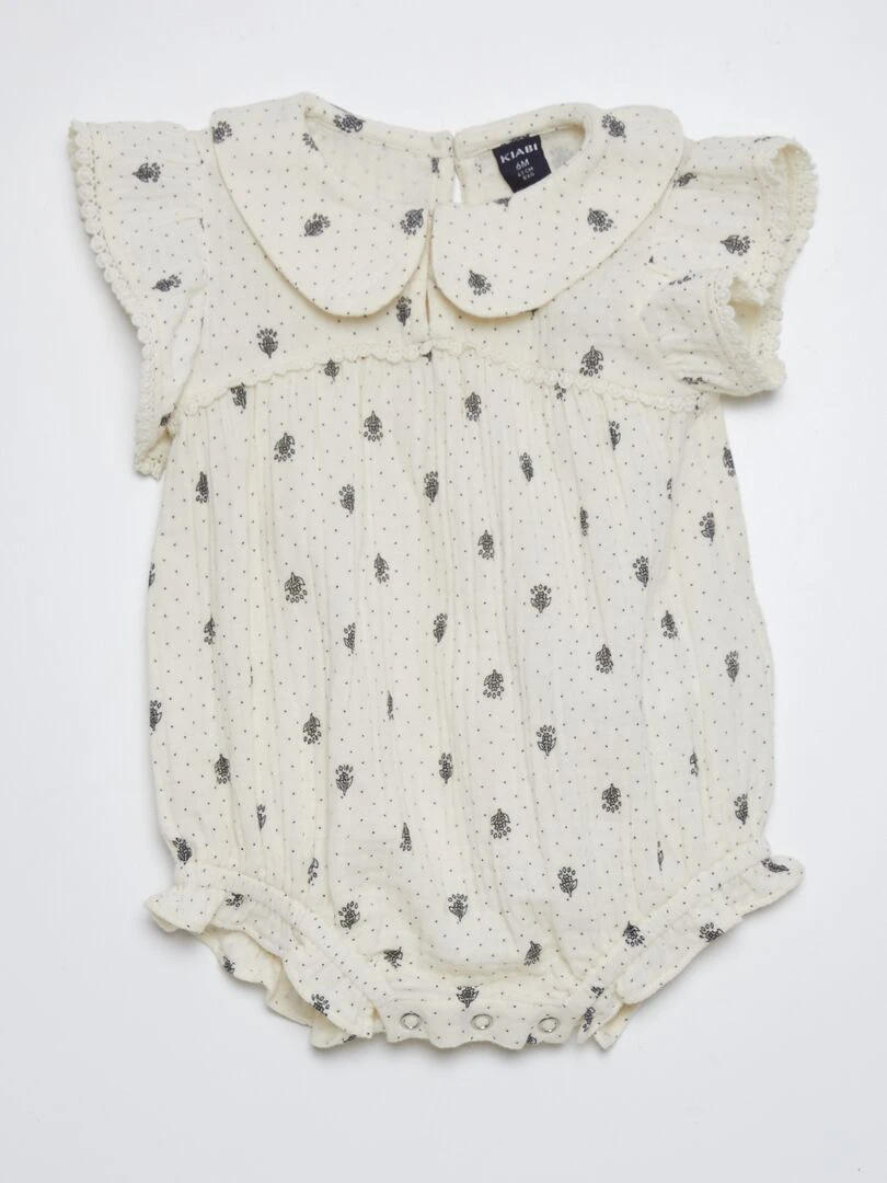 Barboteuse en double gaze de coton Beige