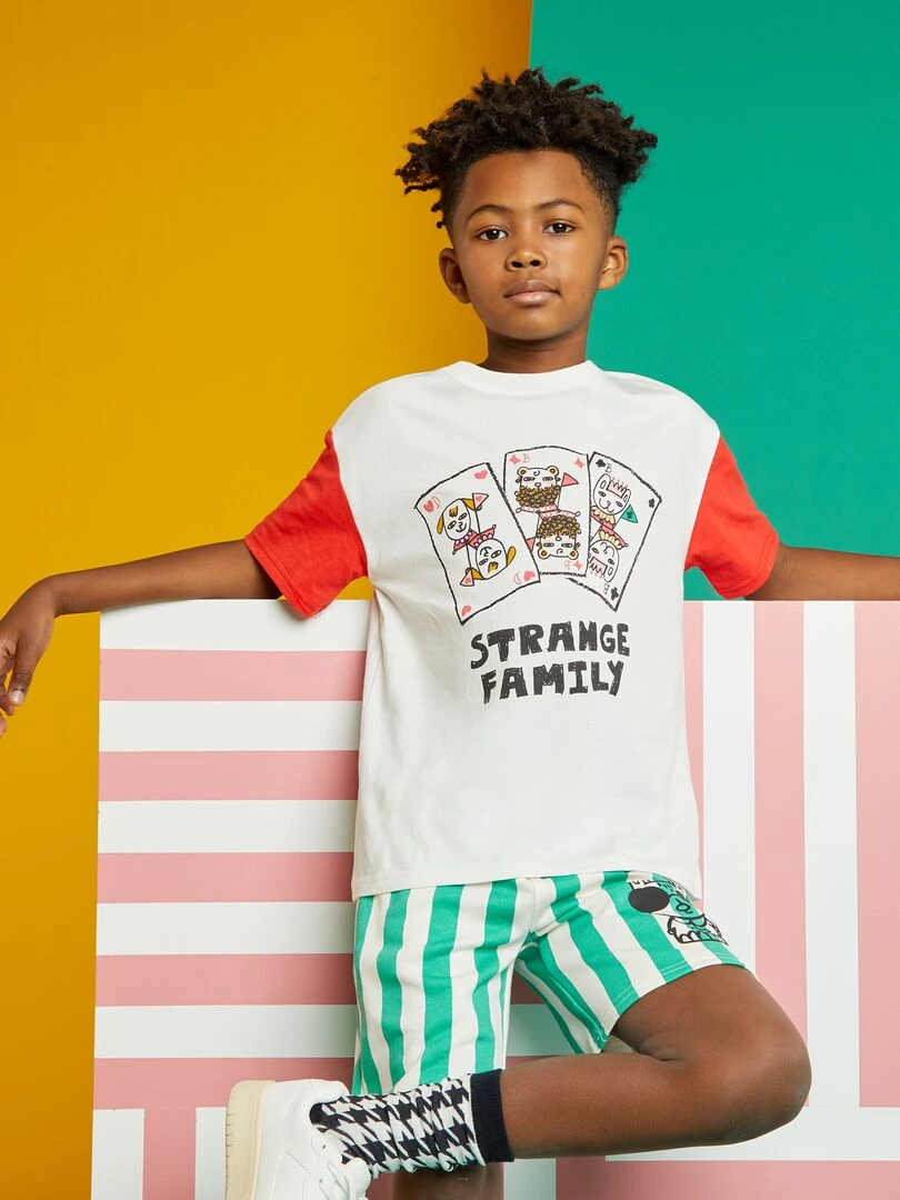 T shirt à col rond X Little Bad Wolf Blanc/rouge