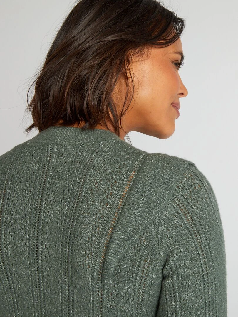 Pull grossesse ajouré   Vert gris