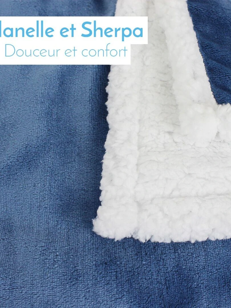 Couverture plaid polaire pour bébé en flanelle et sherpa ultra doux Monsieur Bébé Bleu