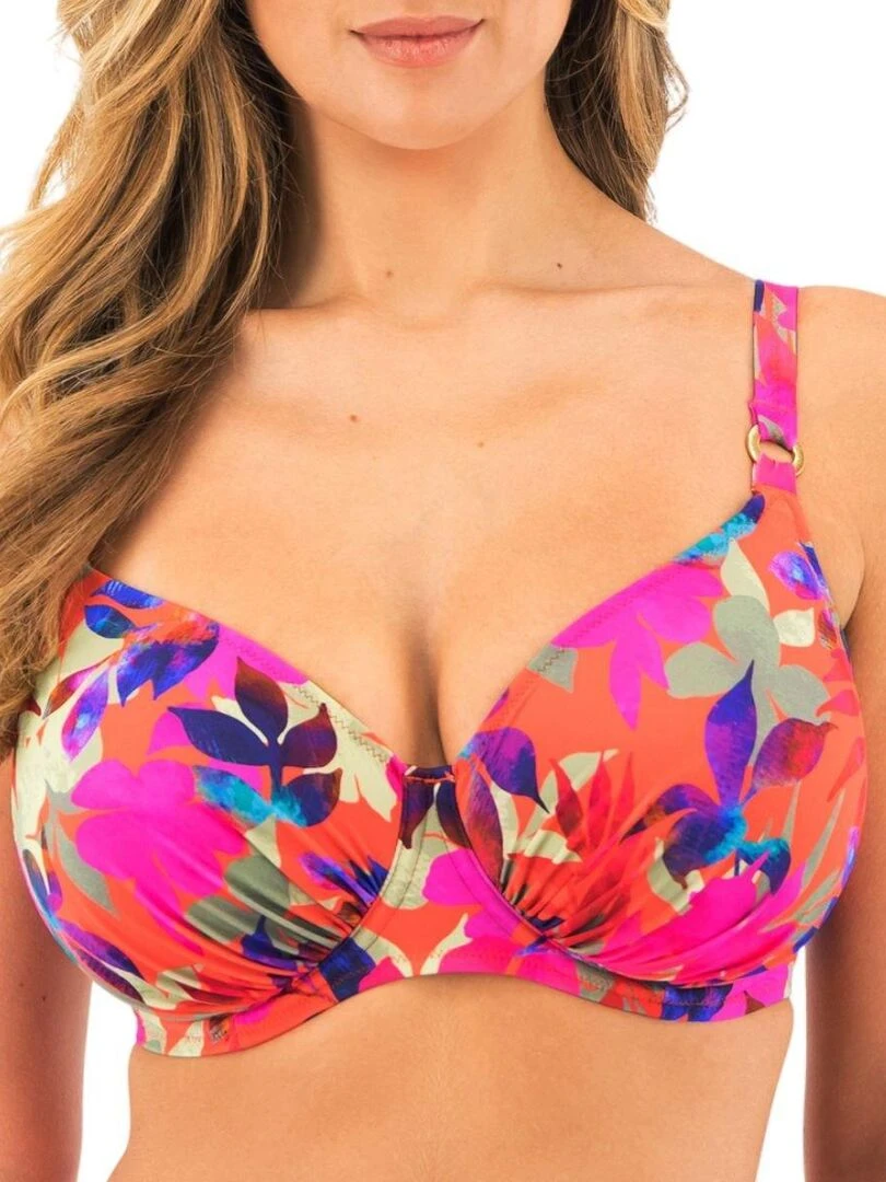 Haut de maillot de bain plissé à armatures Playa Del Carmen Orange