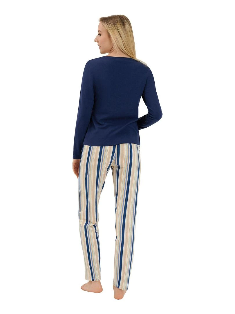 Pyjama pantalon top manches longues Maxine Bleu