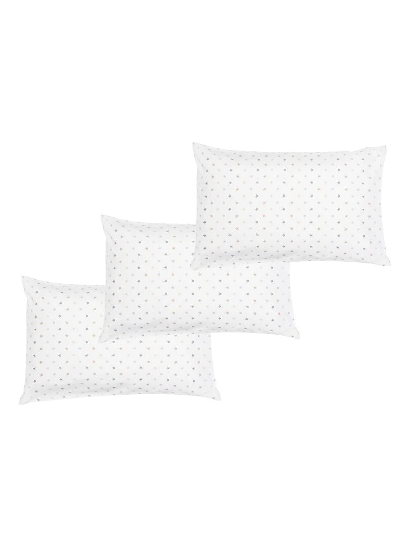 Lot x3 Taies d'oreiller 40x60 cm 100% coton Bio 'Ptit Basile' Multicolore