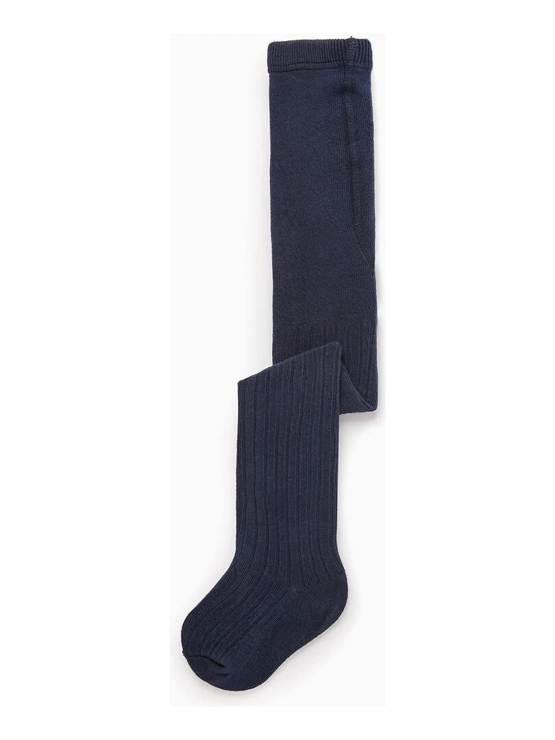 Collants Maille Côtelée Anti Boulochage Bébé Fille ESSENTIALS LINE Bleu foncé