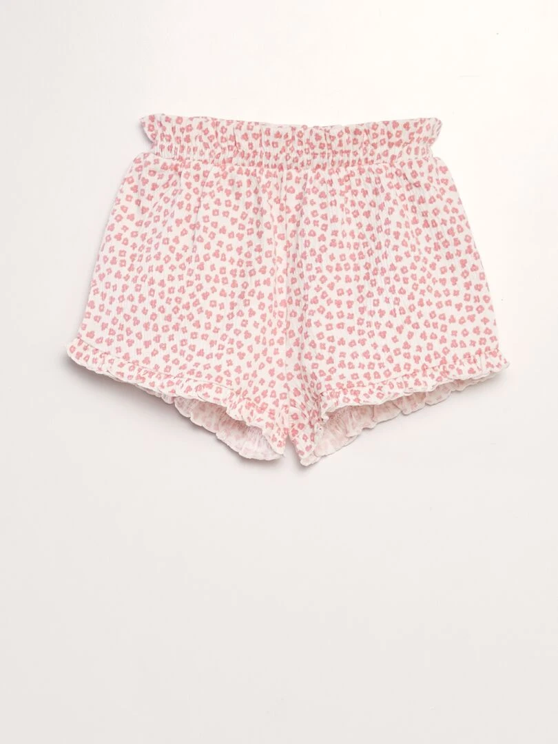 Short à bords volantés Rose