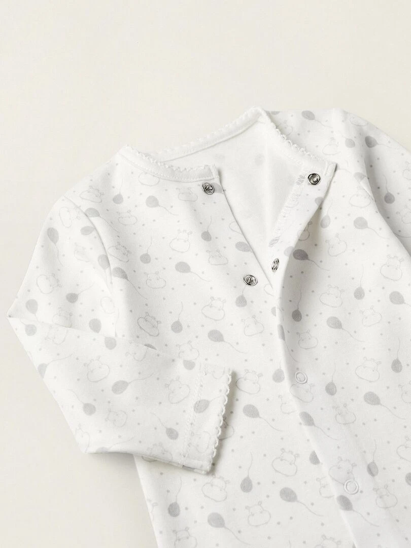 Ensemble de 3 pièces en coton pour nouveau né 'Hippopotame'  EARLY BLOOM   Blanc