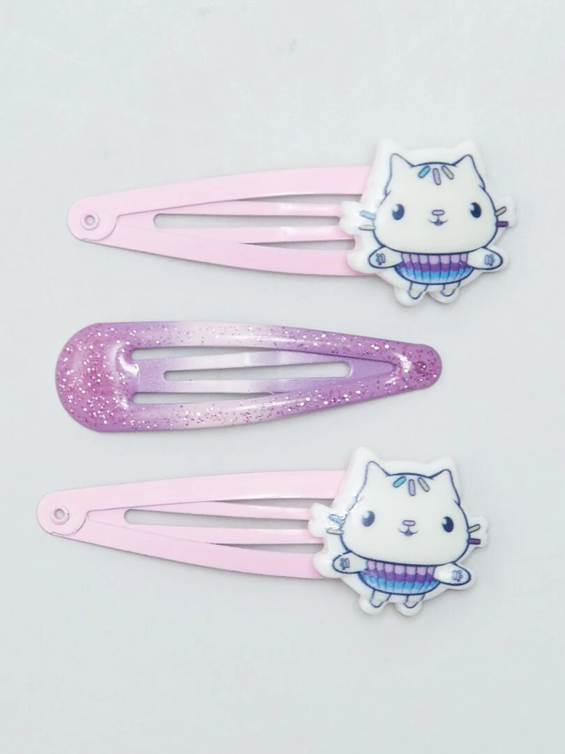 Lot de 3 pinces clic clac 'Gabby et la maison magique' Rose
