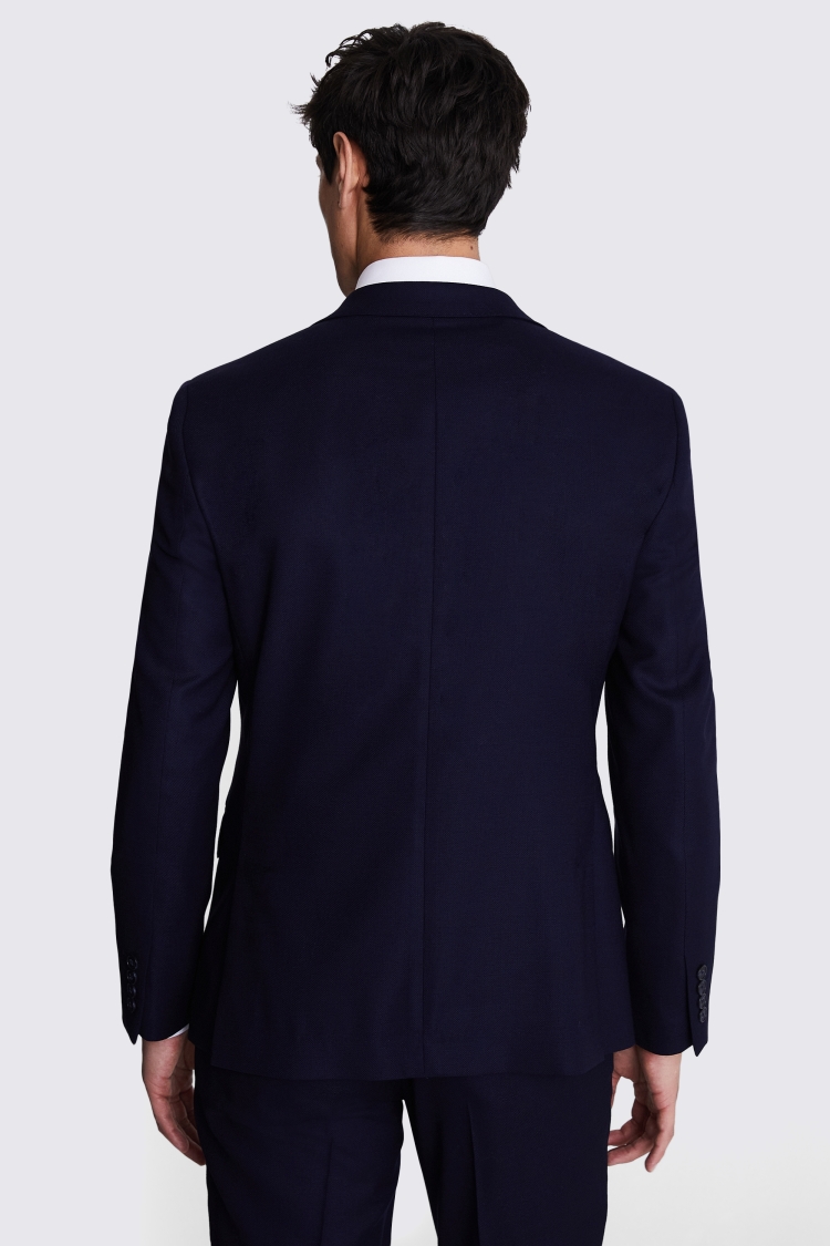 Italian Slim Fit Navy Hopsack Jacket    Buy Online at Moss