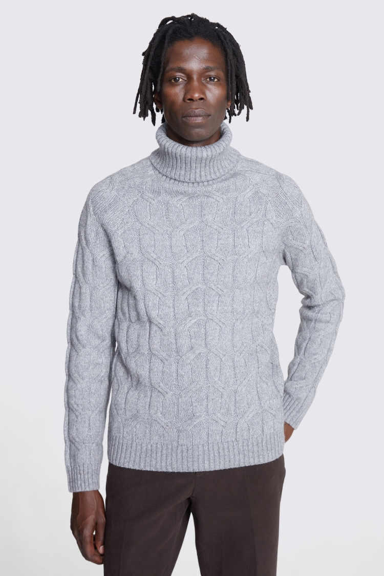 Ecru Chunky Cable Roll-Neck Jumper   Buy Online at Moss