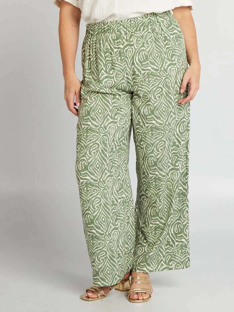 Pantalon large à motif Vert