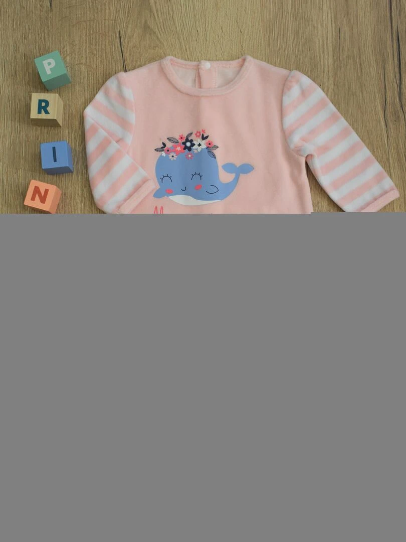 Pyjama Velours 'mini Princesse''doo&bo' rose clair