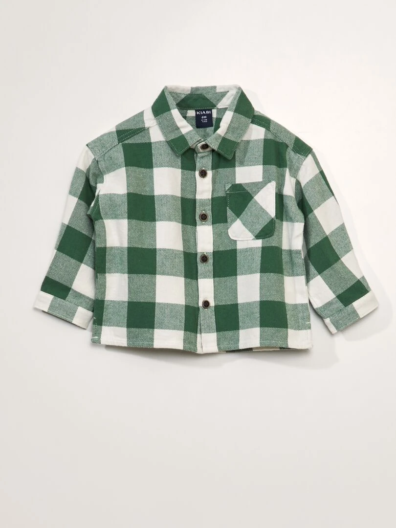 Chemise à carreaux en flanelle Vert carreaux