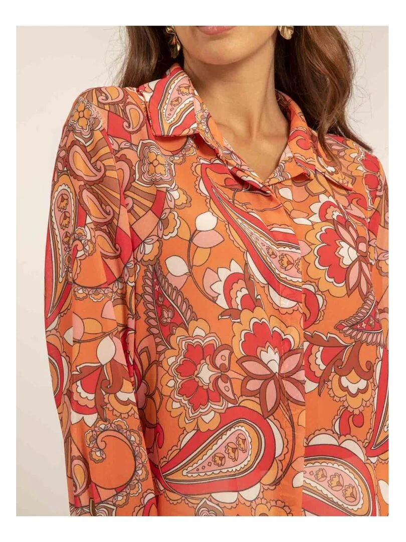 Chemise voile motifs ONICHI   Orange