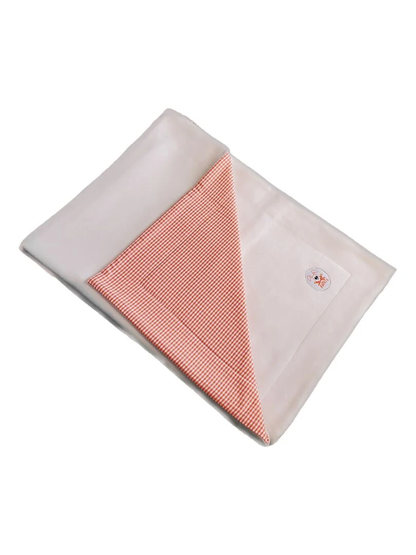 Couverture en Coton Bio Rex Blanc et Vichy   Orange