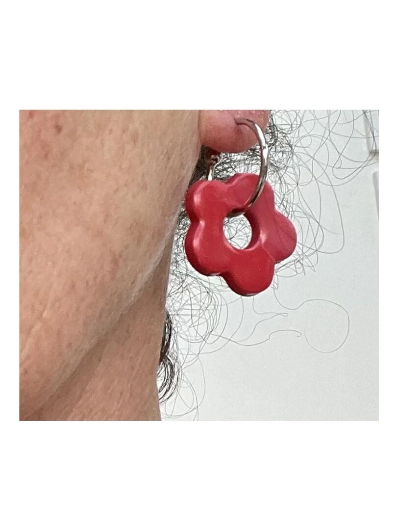 Boucles d'oreille créole artisanat  Bijoucolor   Rouge