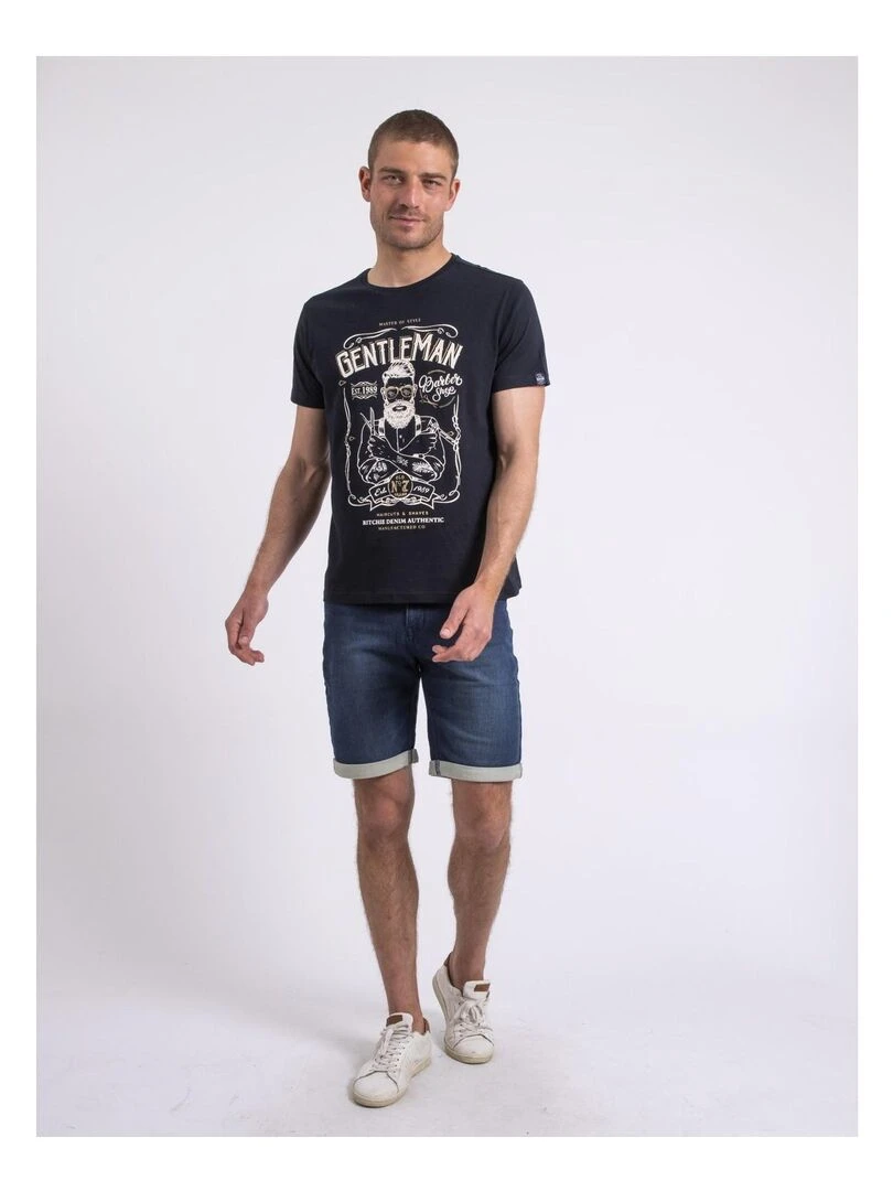 T shirt col rond NAGORI   Bleu marine