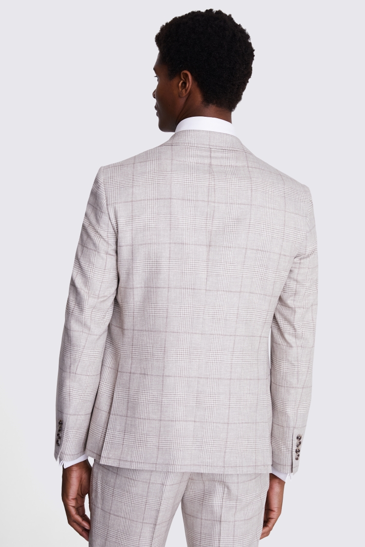 Italian Tailored Fit Taupe Check Jacket   Buy Online at Moss