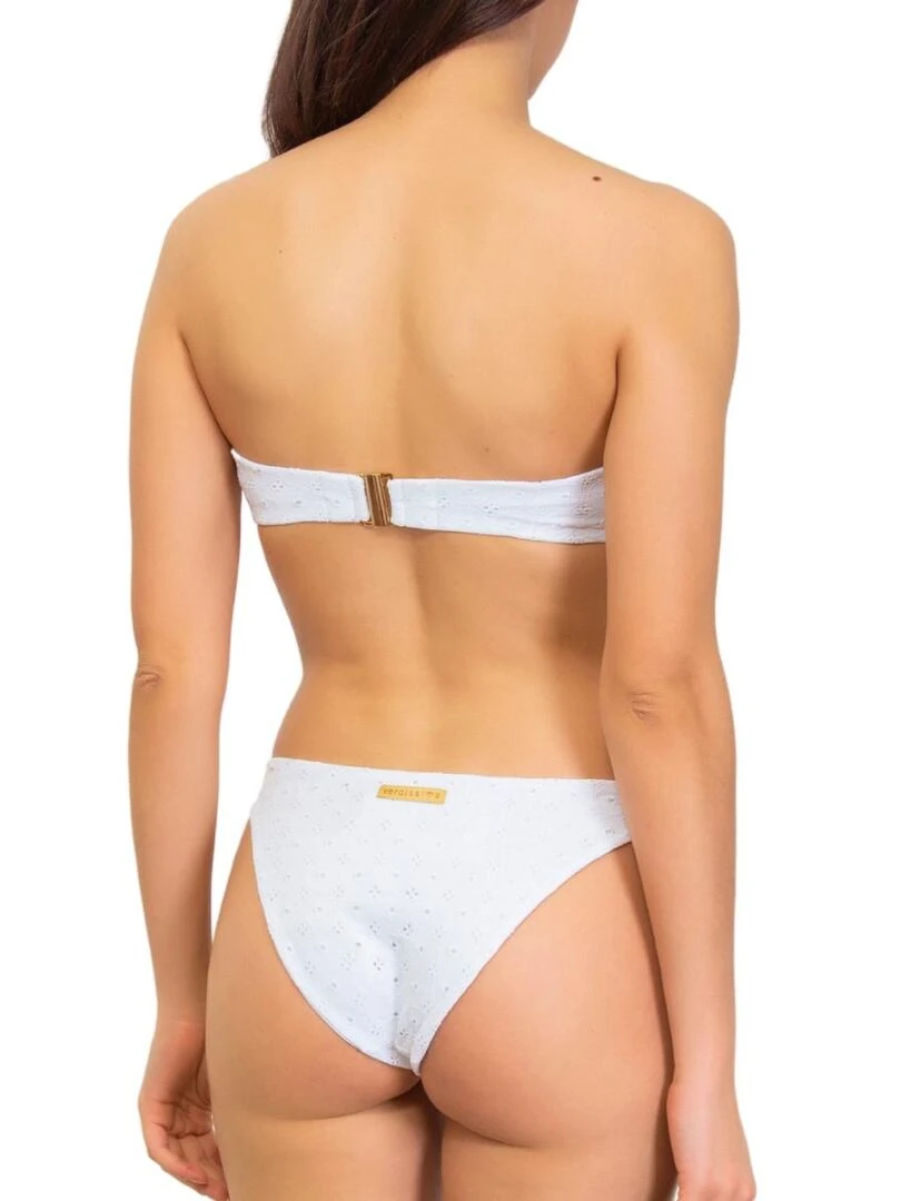 Haut de maillot bandeau avec armatures broderie anglaise Sangallo   Blanc