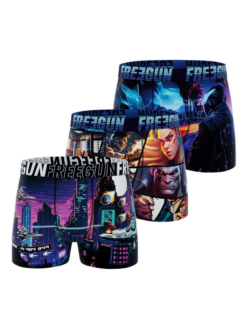 Lot de 3 boxers homme Garantie 2 ans Cyber Freegun Violet