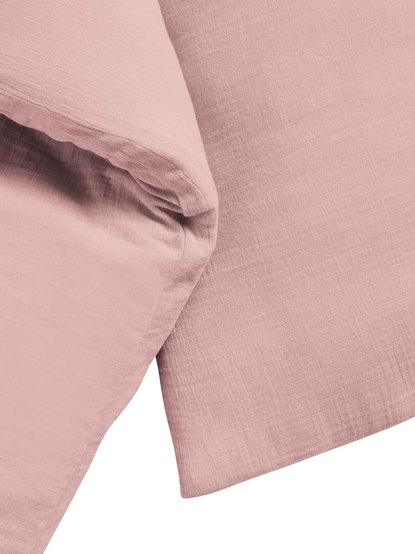 Taie d'oreiller double gaze de coton   'Le Lit de Mon Bébé'   Vieux rose