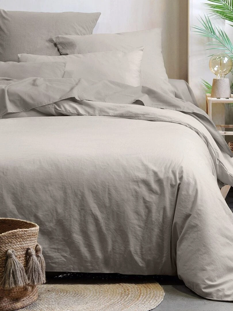 Housse de couette 240x260 Horizon lin 100% coton bio 57 fils Beige