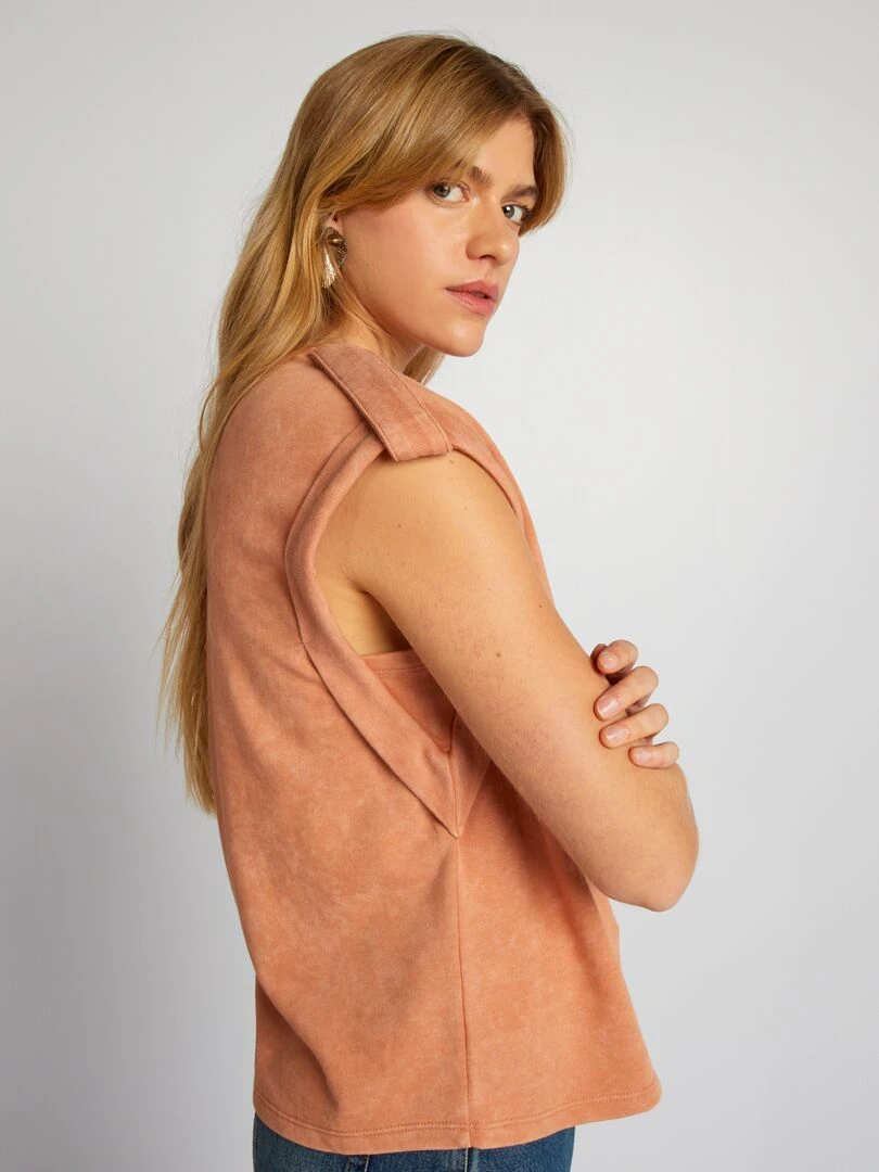 T shirt large avec effet délavé   Orange pâle