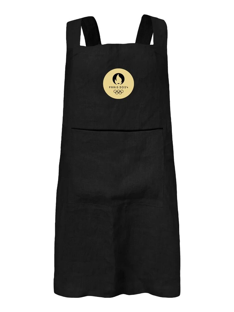 Tablier de cuisine japonais 100% coton PARIS 2024 JEUX OLYMPIQUES OR Noir