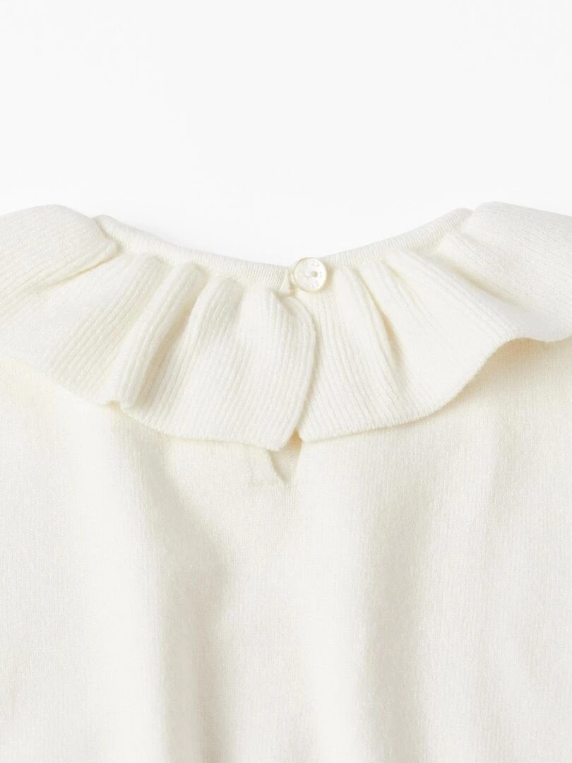 Pull en Maille avec Volants pour Bébé Fille  ROYALS OFF DUTY   Blanc
