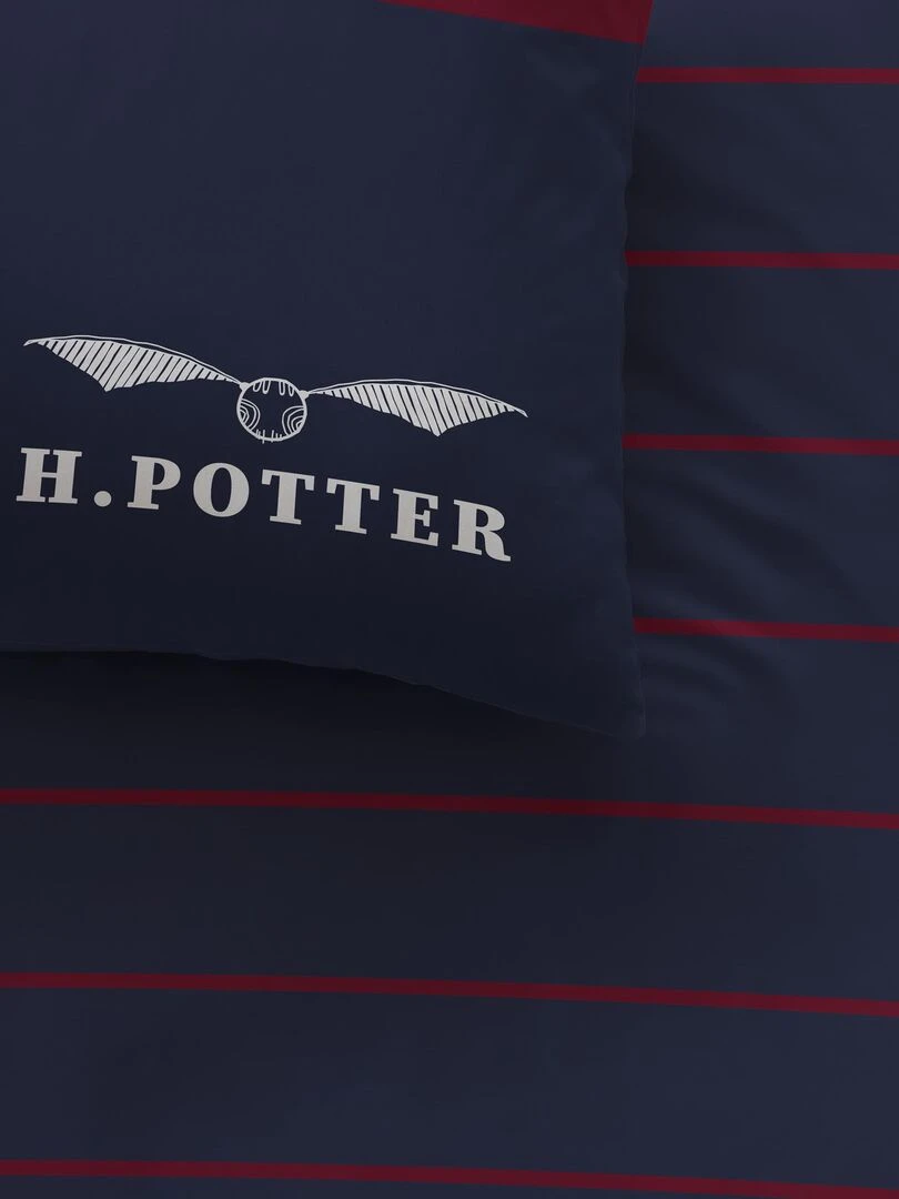 Parure de lit imprimée 100% coton HARRY POTTER STRIPE Bleu marine