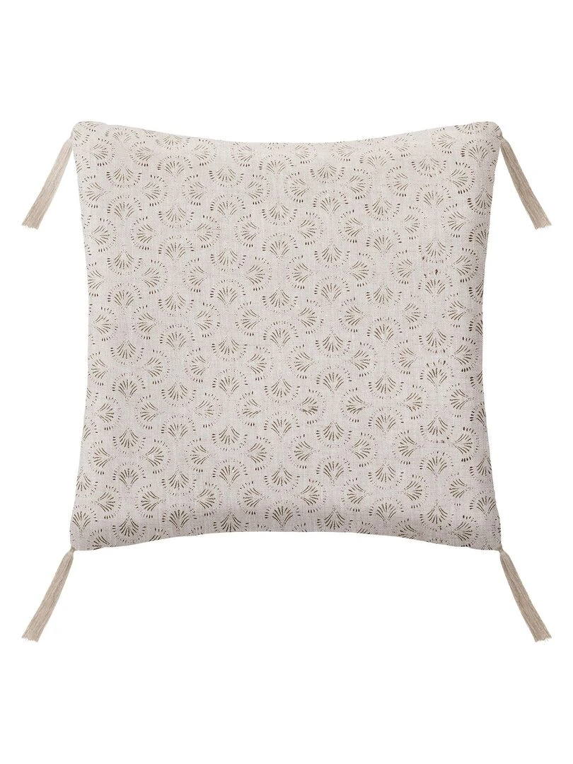 Coussin imprimé en lin Beige