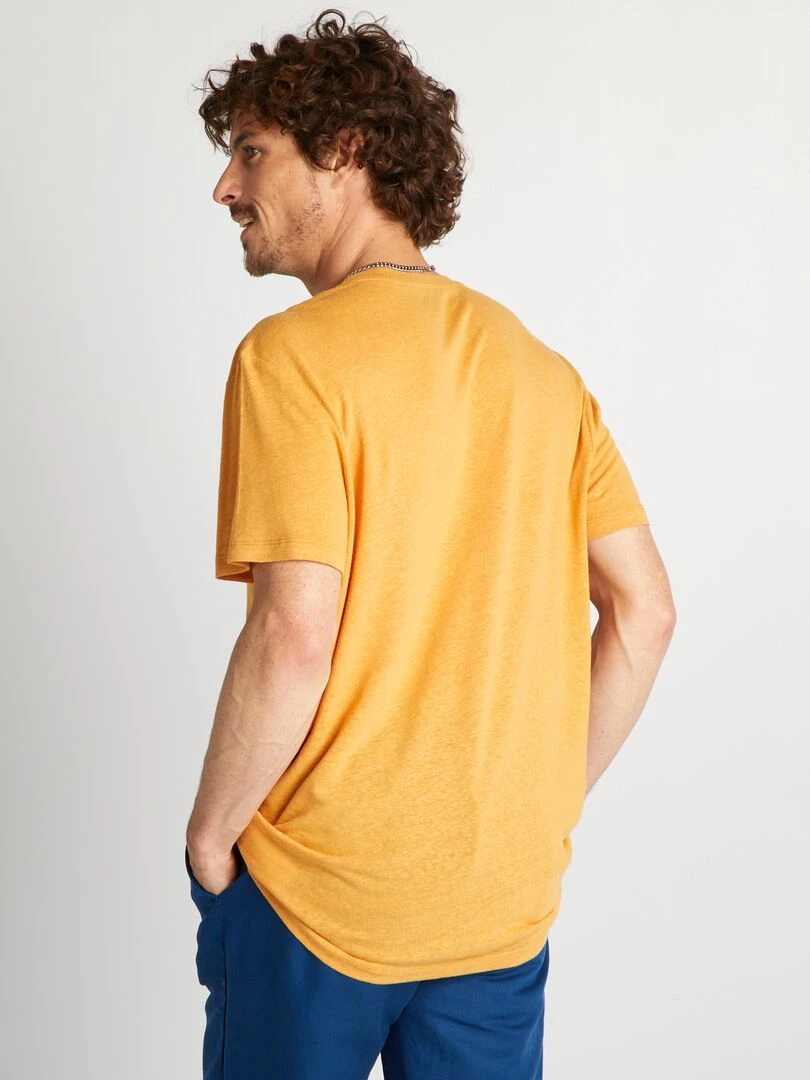 T shirt en lin mélangé Jaune