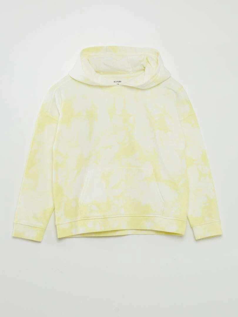 Sweat à capuche effet tie and dye JAUNE