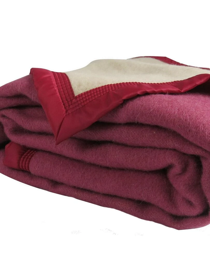 Couverture Pure Laine Vierge 600g/m2 bicolore Rose clair