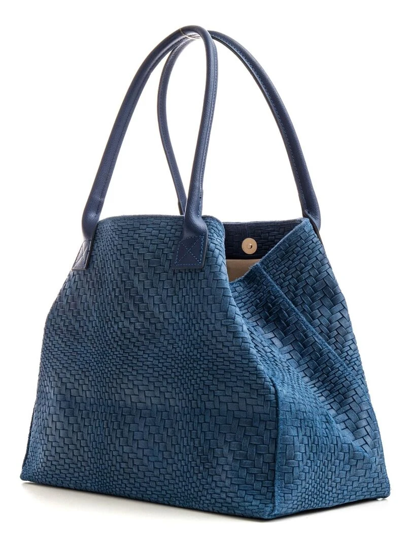 Sac cabas cuir tressé DL HELENE Bleu
