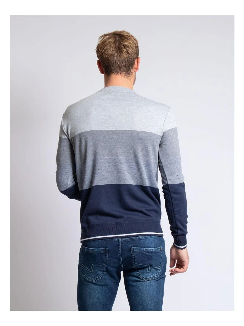 Pull fin col rond LOSANGE Gris