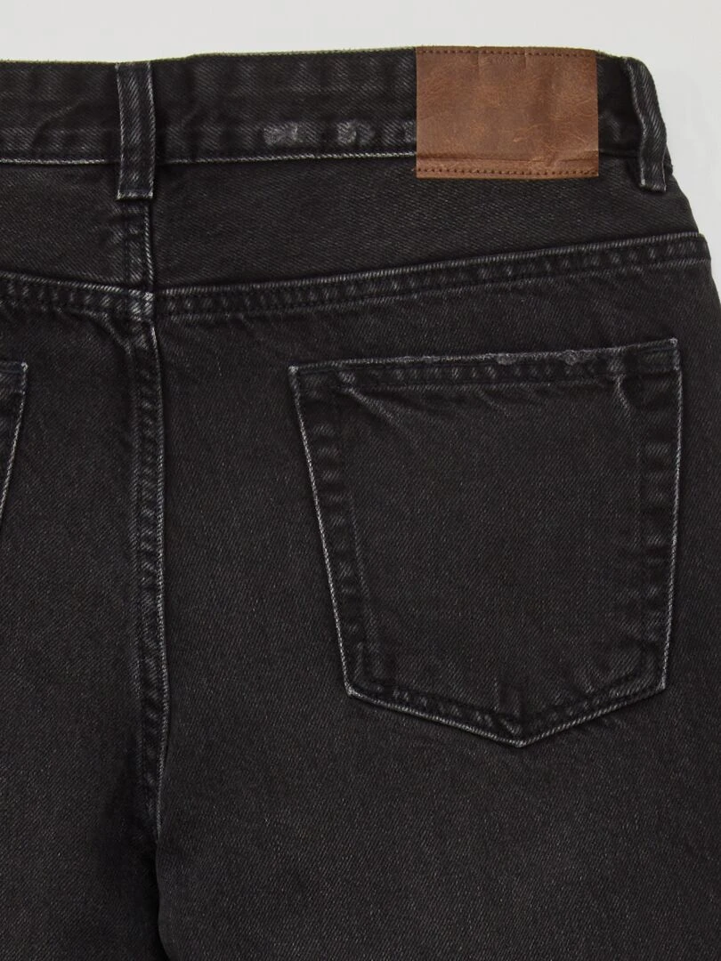 Jean droit à 5 poches avec délavage sur les cuisses   Noir