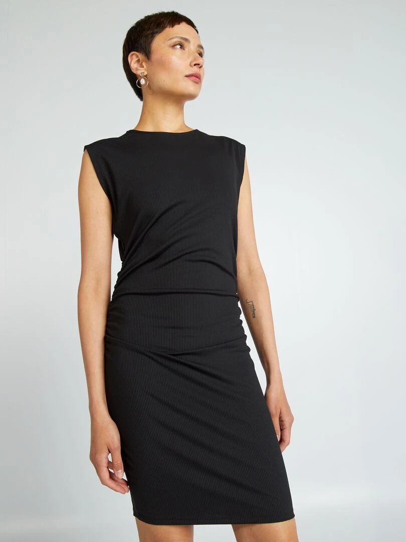 Robe moulante en maille côtelée   noir