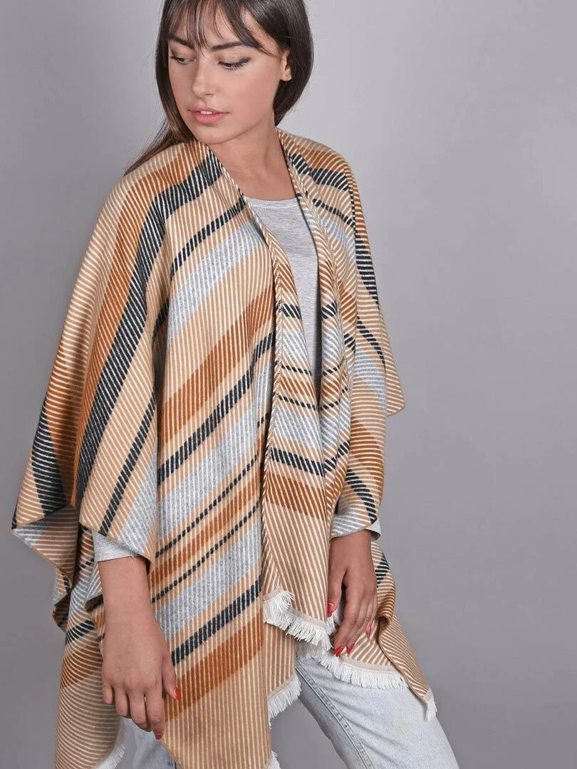 Poncho Visala Fabriqué en France Beige