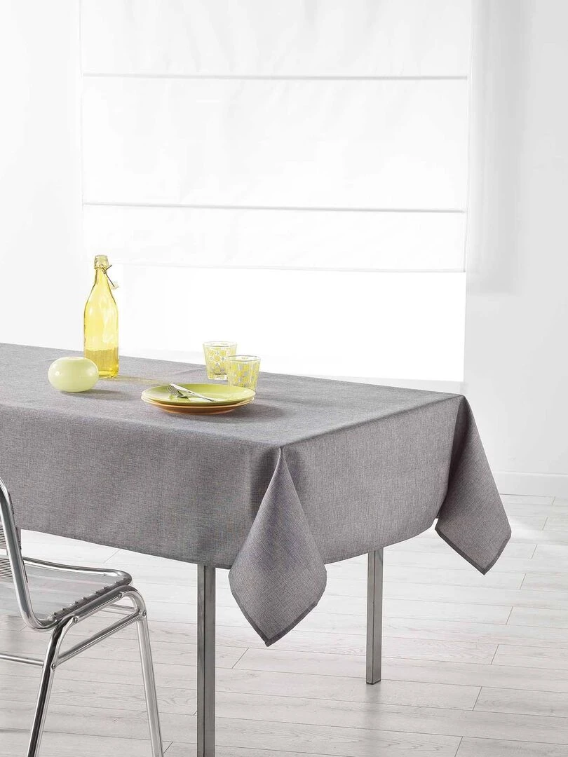 Nappe en polyester Collection Chambray uni enduit Newton Gris