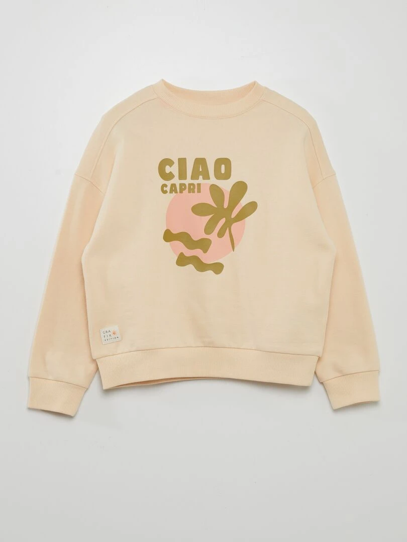 Sweat en molleton à col rond   Grafik Edition   Beige