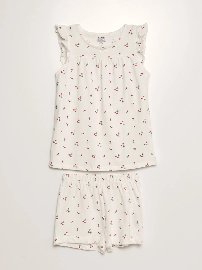 Pyjama court 2 pièces Blanc