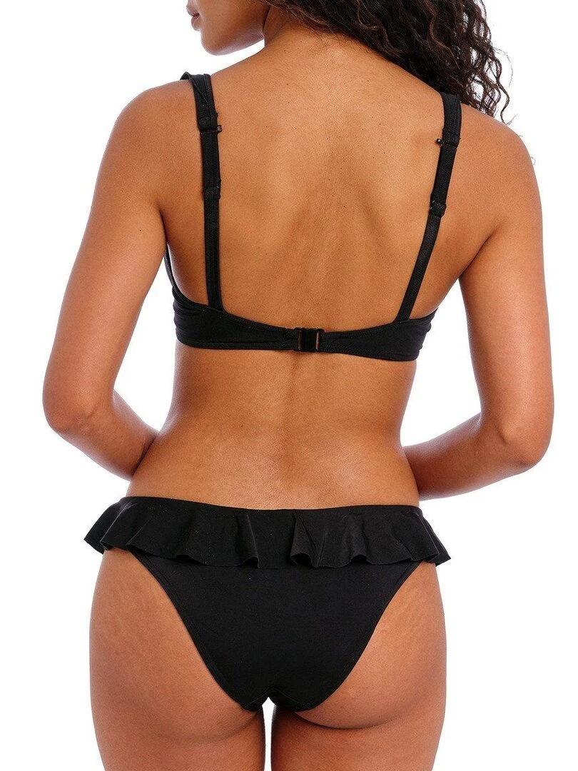 Haut de maillot uni décolleté plongeant à volant Jewel cove   Noir