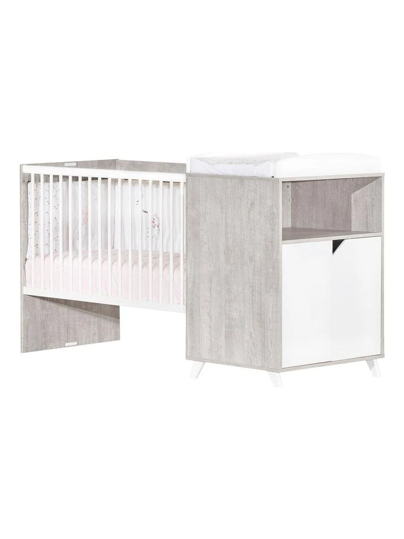 Lit combiné SCANDI BABYPRICE Blanc Gris