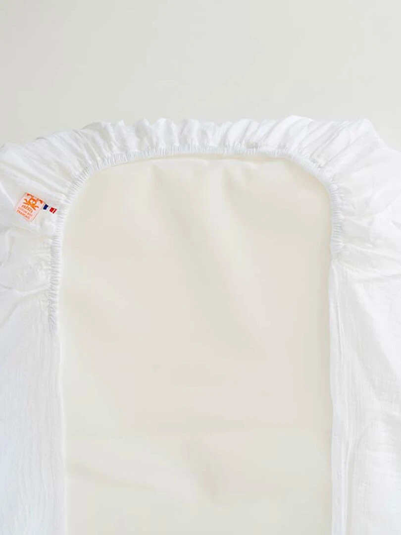 Housse de Matelas à Langer en Coton Bio Blanc   Blanc