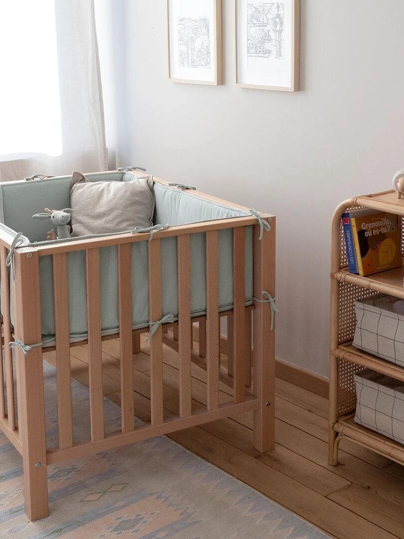 Bemini Tour de parc réversible Pady waffle et jersey bio   Vert sapin